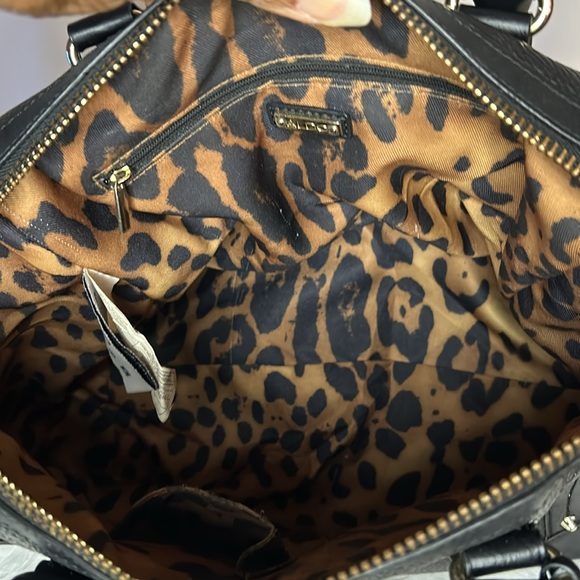 ALDO black pebble leather satchel handbag with detachable straps. Gold hardware. - Picture 13 of 14